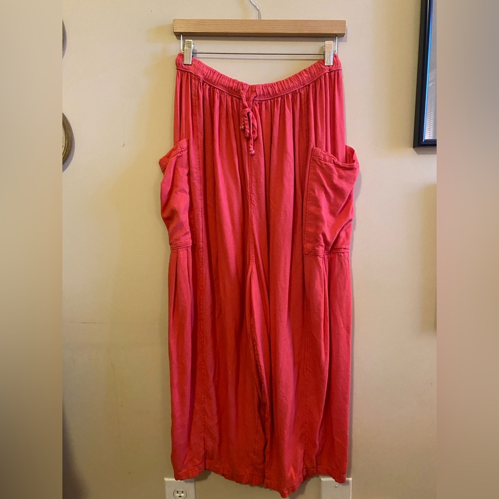 Free People Red Wide Leg Pants